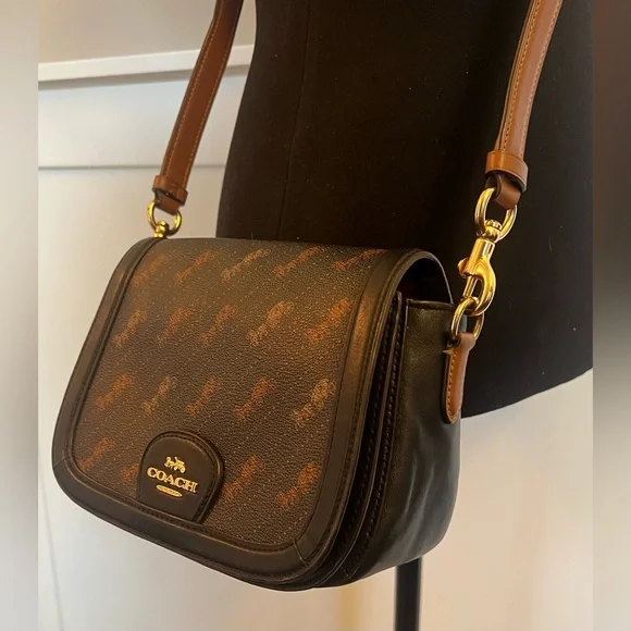 Coach Saddle Bag With Horse And Carriage Dot Print - Picture 2 of 10